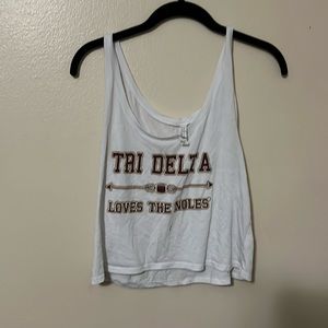 White tridelta football shirt